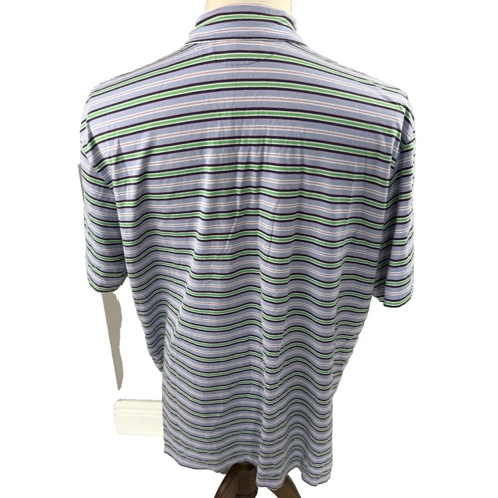 Polo Ralph Lauren Mens Pima Cotton Striped Short Sleeve Pocket Polo Shirt XL